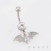 DANGLING MULTI CZ BAT CHARM BELLY BUTTON NAVEL RING 316L SURGICAL STEEL